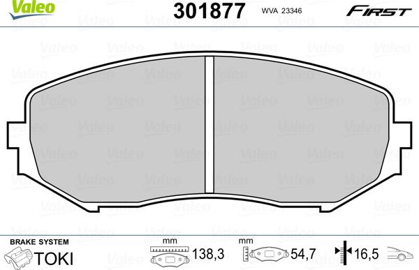 Valeo 301877 - Kit pastiglie freno, Freno a disco autozon.pro