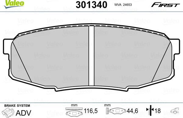 Valeo 301340 - Kit pastiglie freno, Freno a disco autozon.pro