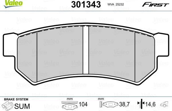 Valeo 301343 - Kit pastiglie freno, Freno a disco autozon.pro