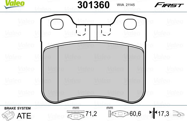 Valeo 301360 - Kit pastiglie freno, Freno a disco autozon.pro