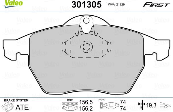 Valeo 301305 - Kit pastiglie freno, Freno a disco autozon.pro