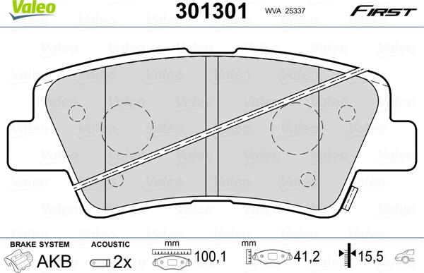 Valeo 301301 - Kit pastiglie freno, Freno a disco autozon.pro