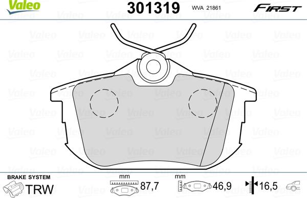 Valeo 301319 - Kit pastiglie freno, Freno a disco autozon.pro