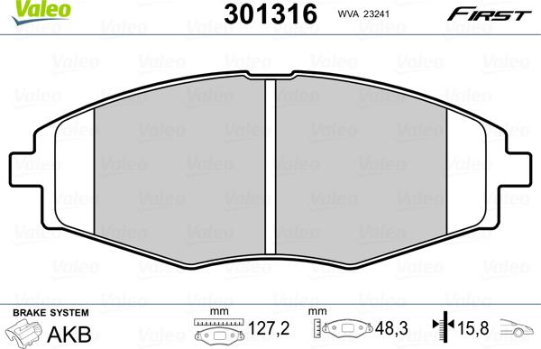 Valeo 301316 - Kit pastiglie freno, Freno a disco autozon.pro