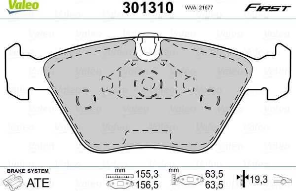 Valeo 301310 - Kit pastiglie freno, Freno a disco autozon.pro