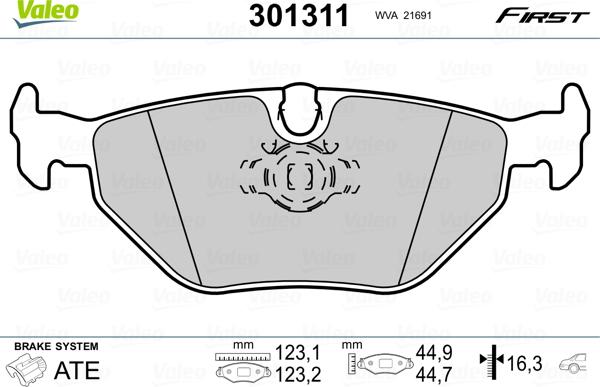 Valeo 301311 - Kit pastiglie freno, Freno a disco autozon.pro