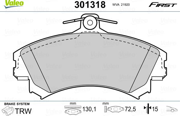 Valeo 301318 - Kit pastiglie freno, Freno a disco autozon.pro