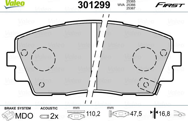 Valeo 301299 - Kit pastiglie freno, Freno a disco autozon.pro