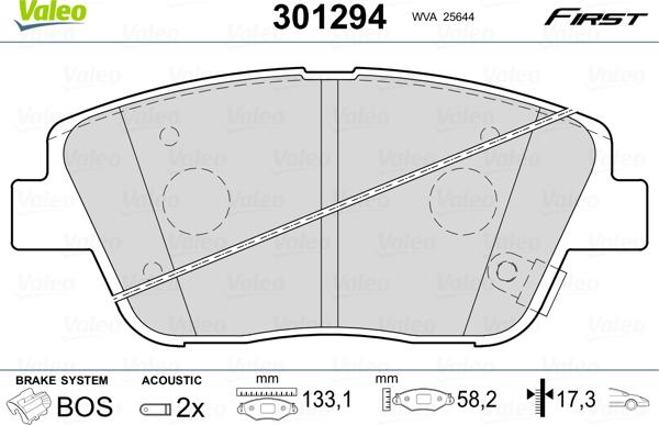 Valeo 301294 - Kit pastiglie freno, Freno a disco autozon.pro