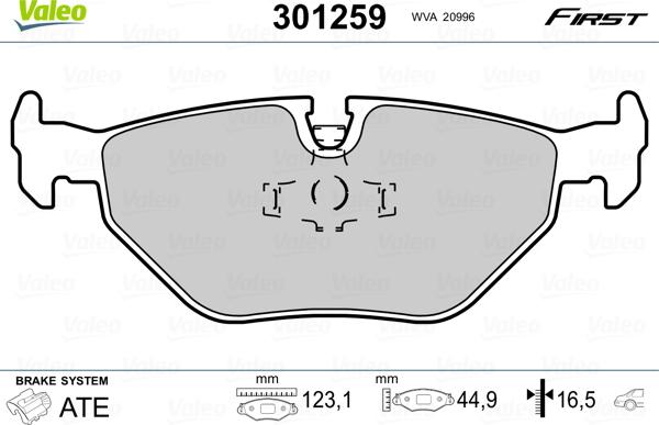 Valeo 301259 - Kit pastiglie freno, Freno a disco autozon.pro