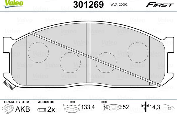 Valeo 301269 - Kit pastiglie freno, Freno a disco autozon.pro