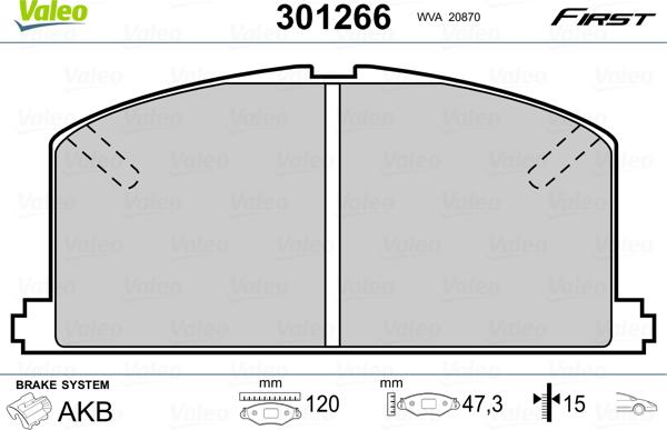 Valeo 301266 - Kit pastiglie freno, Freno a disco autozon.pro