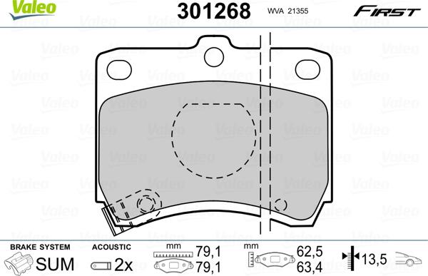 Valeo 301268 - Kit pastiglie freno, Freno a disco autozon.pro