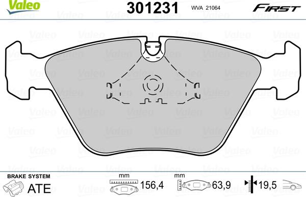 Valeo 301231 - Kit pastiglie freno, Freno a disco autozon.pro