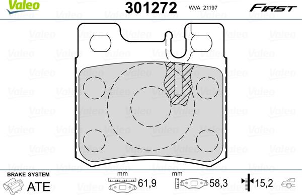 Valeo 301272 - Kit pastiglie freno, Freno a disco autozon.pro