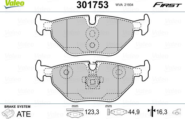 Valeo 301753 - Kit pastiglie freno, Freno a disco autozon.pro