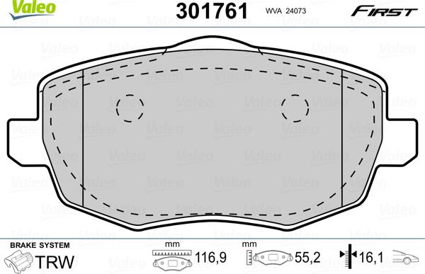 Valeo 301761 - Kit pastiglie freno, Freno a disco autozon.pro