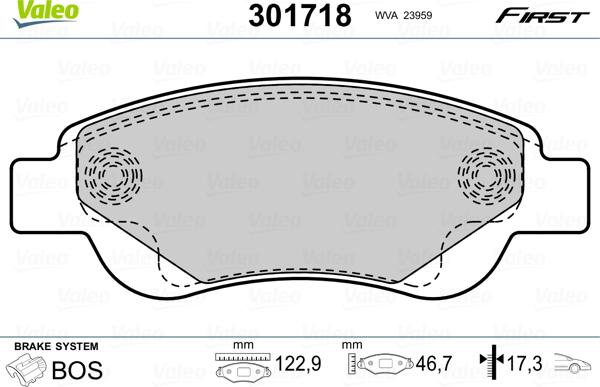 Valeo 301718 - Kit pastiglie freno, Freno a disco autozon.pro