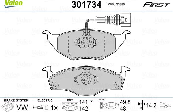 Valeo 301734 - Kit pastiglie freno, Freno a disco autozon.pro