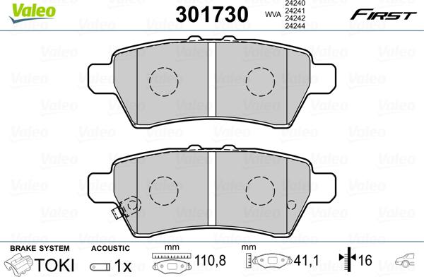 Valeo 301730 - Kit pastiglie freno, Freno a disco autozon.pro