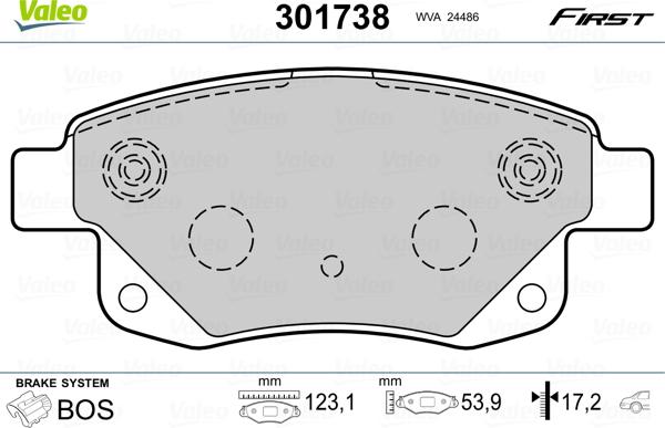 Valeo 301738 - Kit pastiglie freno, Freno a disco autozon.pro