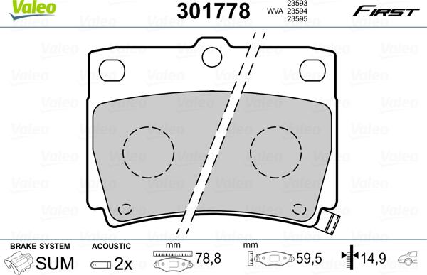 Valeo 301778 - Kit pastiglie freno, Freno a disco autozon.pro