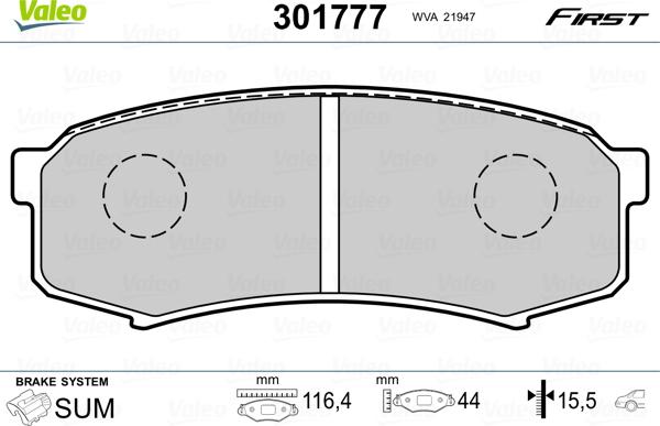 Valeo 301777 - Kit pastiglie freno, Freno a disco autozon.pro