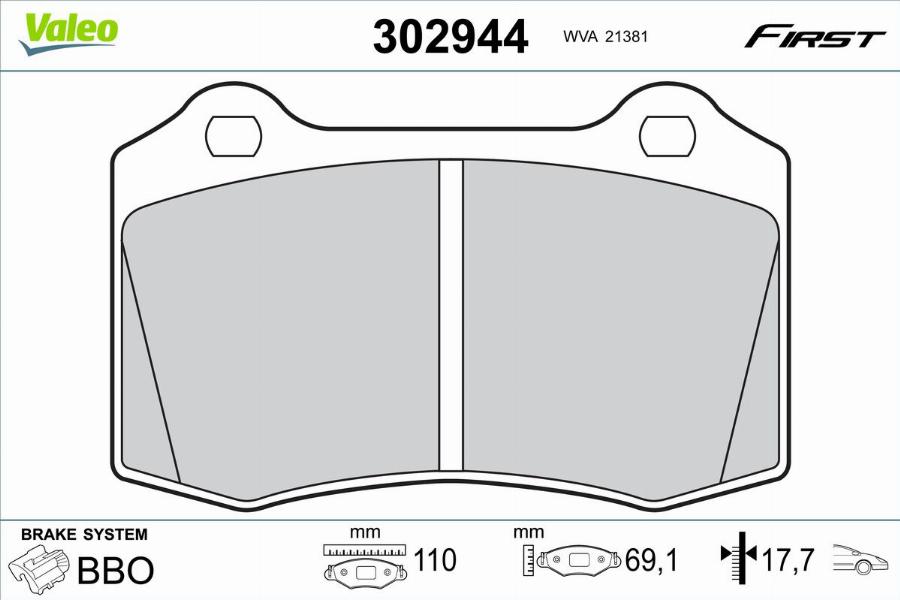 Valeo 302944 - Kit pastiglie freno, Freno a disco autozon.pro