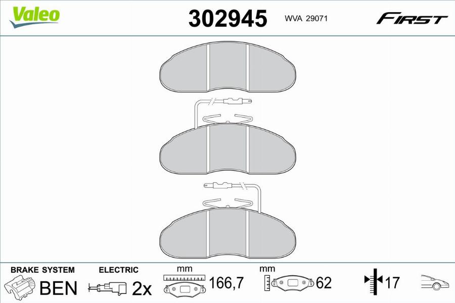 Valeo 302945 - Kit pastiglie freno, Freno a disco autozon.pro