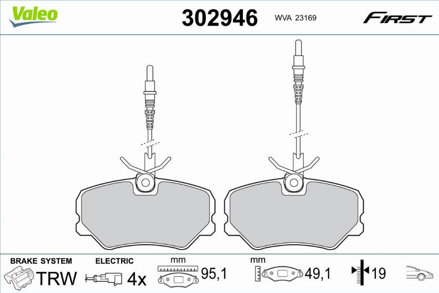 Valeo 302946 - Kit pastiglie freno, Freno a disco autozon.pro