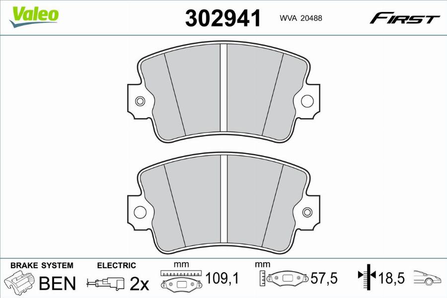 Valeo 302941 - Kit pastiglie freno, Freno a disco autozon.pro