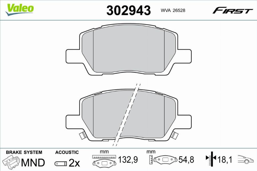 Valeo 302943 - Kit pastiglie freno, Freno a disco autozon.pro