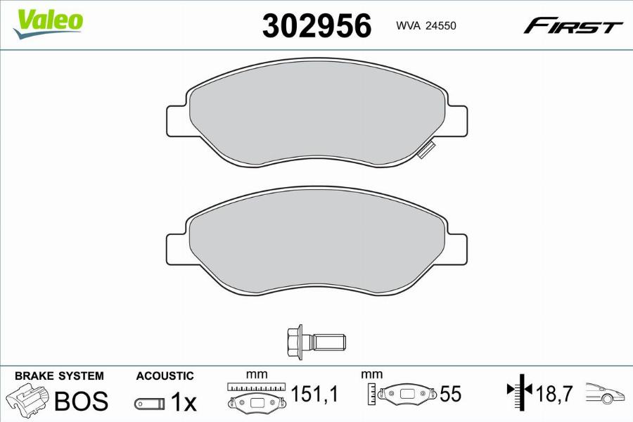 Valeo 302956 - Kit pastiglie freno, Freno a disco autozon.pro