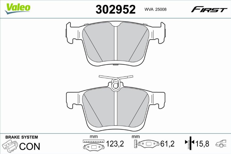 Valeo 302952 - Kit pastiglie freno, Freno a disco autozon.pro