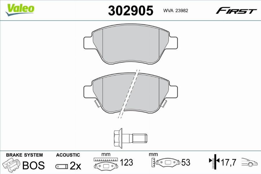 Valeo 302905 - Kit pastiglie freno, Freno a disco autozon.pro