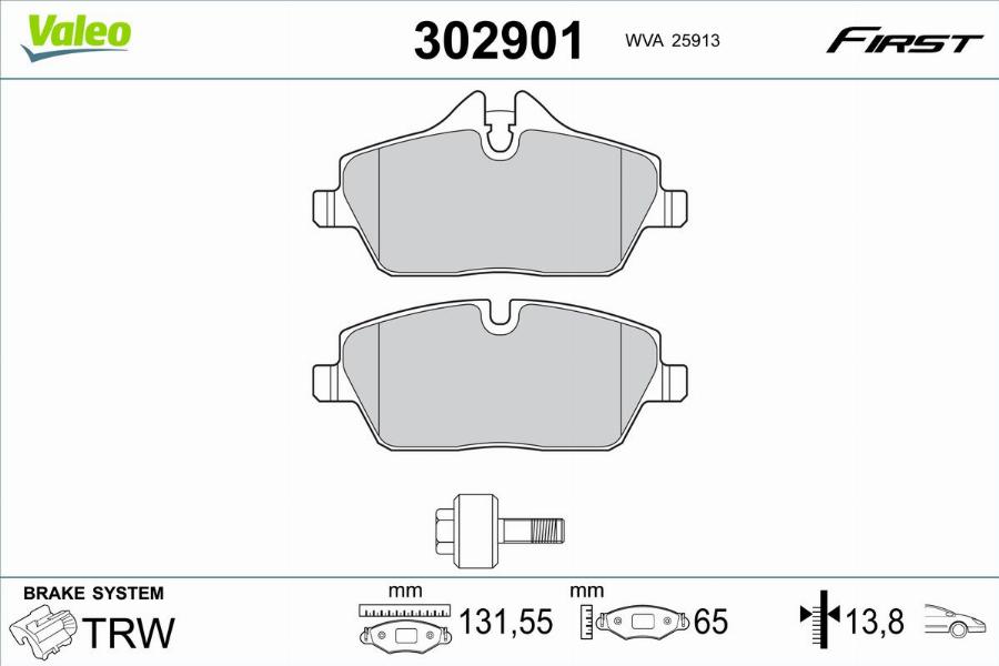 Valeo 302901 - Kit pastiglie freno, Freno a disco autozon.pro