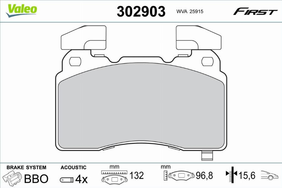 Valeo 302903 - Kit pastiglie freno, Freno a disco autozon.pro