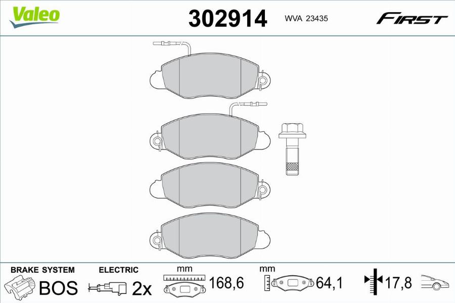 Valeo 302914 - Kit pastiglie freno, Freno a disco autozon.pro