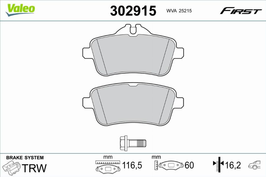 Valeo 302915 - Kit pastiglie freno, Freno a disco autozon.pro