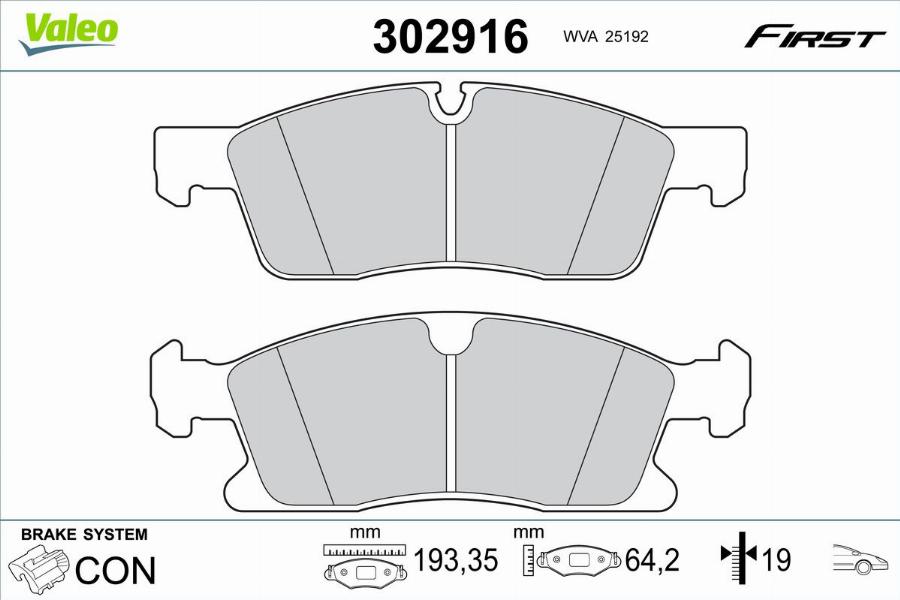 Valeo 302916 - Kit pastiglie freno, Freno a disco autozon.pro