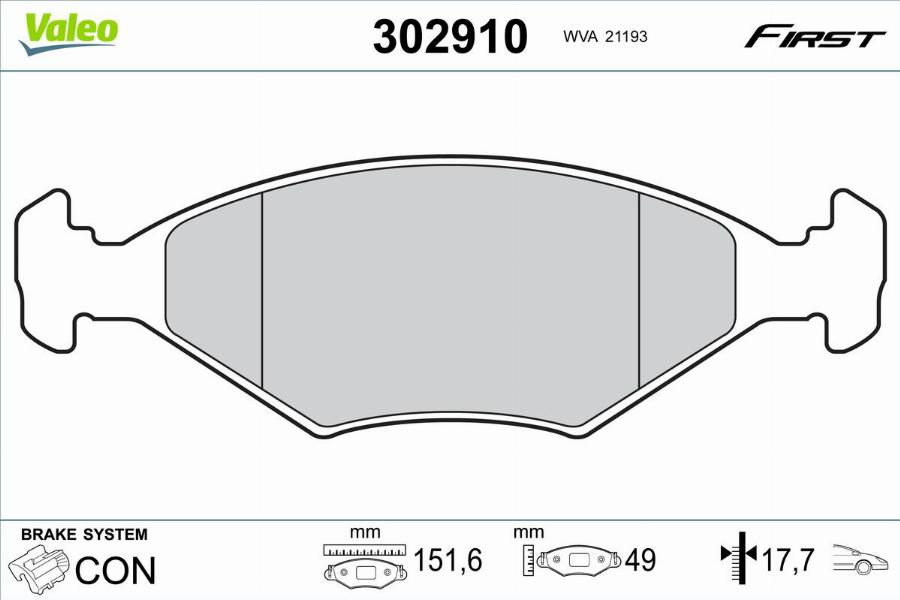 Valeo 302910 - Kit pastiglie freno, Freno a disco autozon.pro