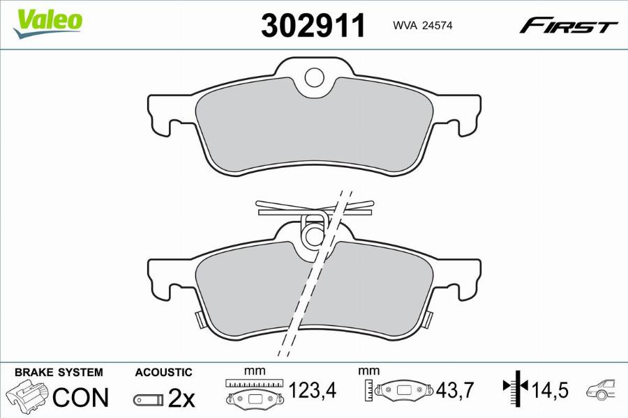 Valeo 302911 - Kit pastiglie freno, Freno a disco autozon.pro