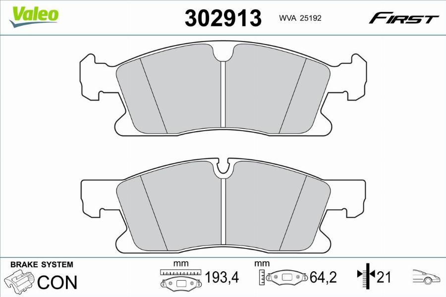 Valeo 302913 - Kit pastiglie freno, Freno a disco autozon.pro