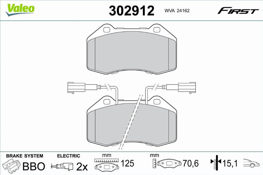 Valeo 302912 - Kit pastiglie freno, Freno a disco autozon.pro