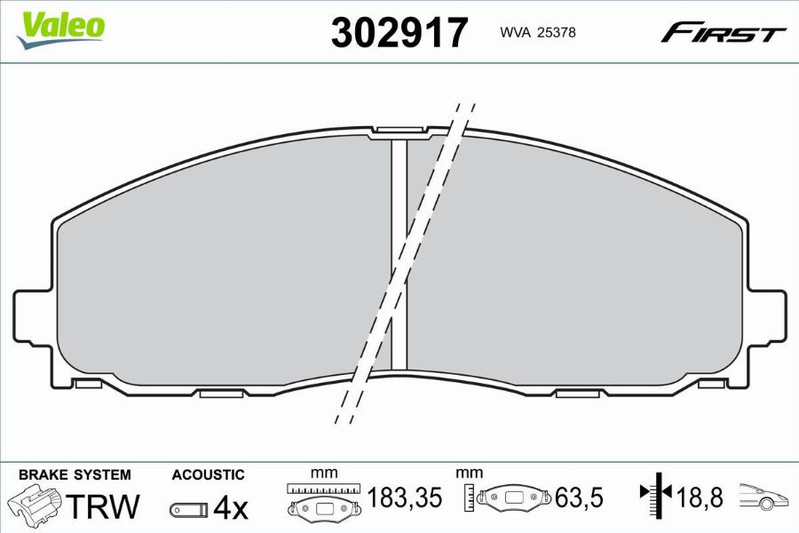 Valeo 302917 - Kit pastiglie freno, Freno a disco autozon.pro