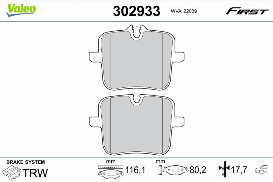 Valeo 302933 - Kit pastiglie freno, Freno a disco autozon.pro