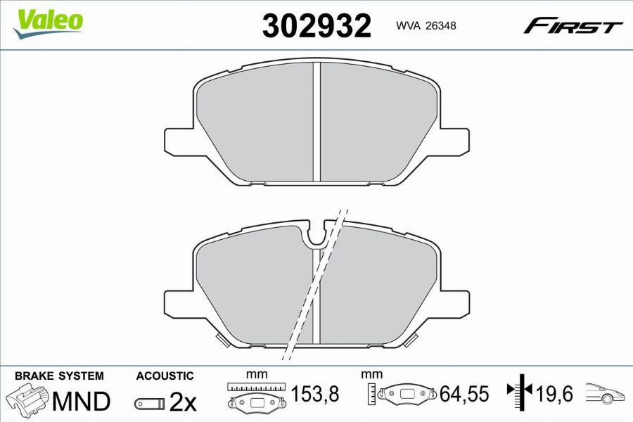 Valeo 302932 - Kit pastiglie freno, Freno a disco autozon.pro