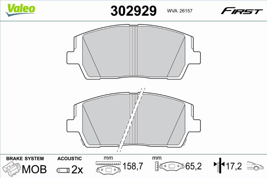 Valeo 302929 - Kit pastiglie freno, Freno a disco autozon.pro