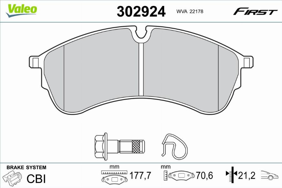 Valeo 302924 - Kit pastiglie freno, Freno a disco autozon.pro