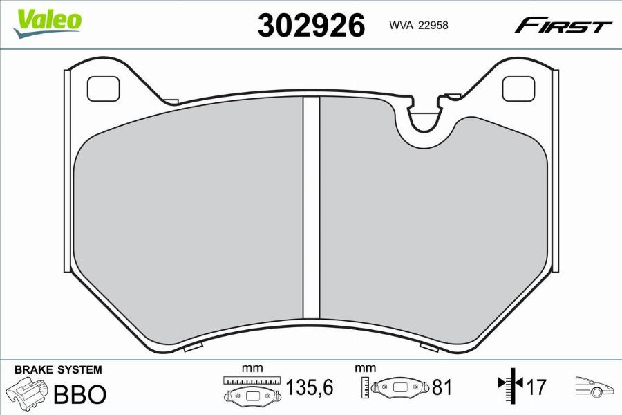 Valeo 302926 - Kit pastiglie freno, Freno a disco autozon.pro